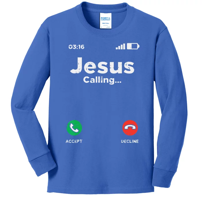 Jesus Calling God Christ Faith Religious Christian Gift Kids Long Sleeve Shirt