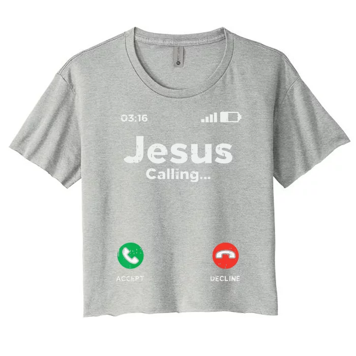 Jesus Calling God Christ Faith Religious Christian Gift Women's Crop Top Tee