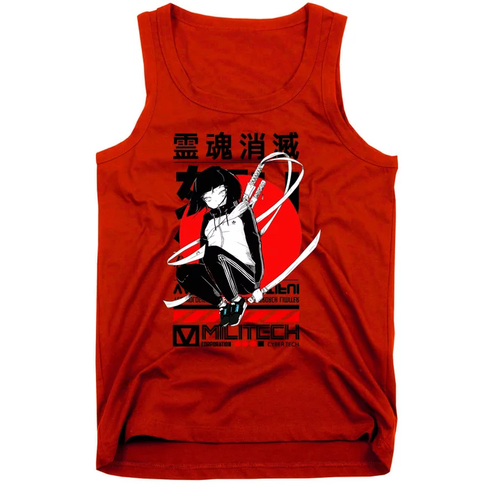 Japanese Cool Girl Red Sun Urban Style Tank Top