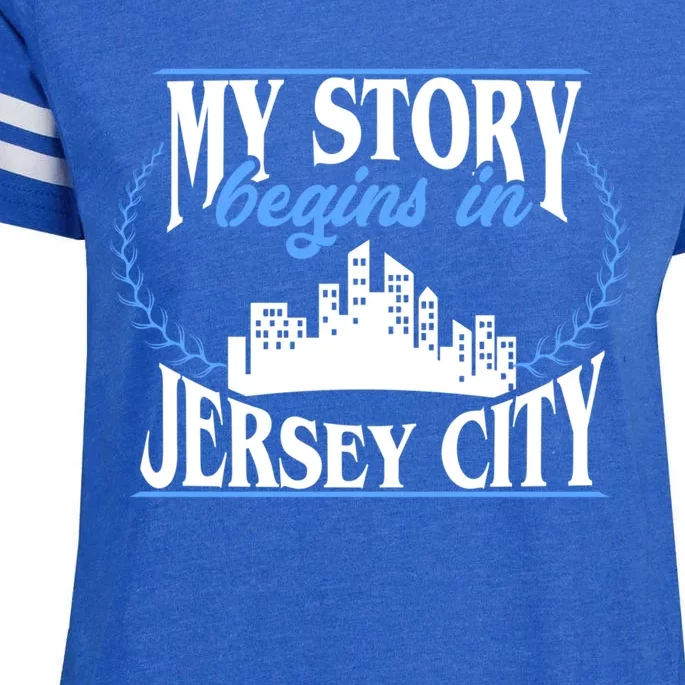 Jersey City Gift Born In Jersey City Gift Enza Ladies Jersey Football T-Shirt