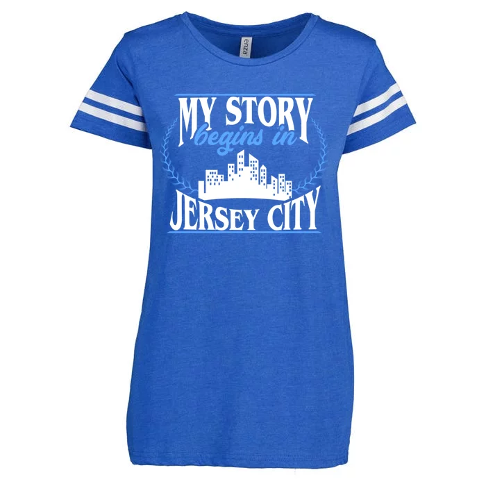 Jersey City Gift Born In Jersey City Gift Enza Ladies Jersey Football T-Shirt