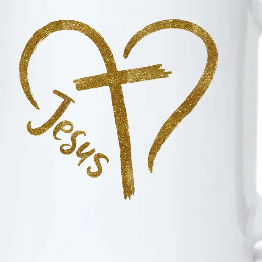 Jesus Cross Heart Christianity Black Color Changing Mug