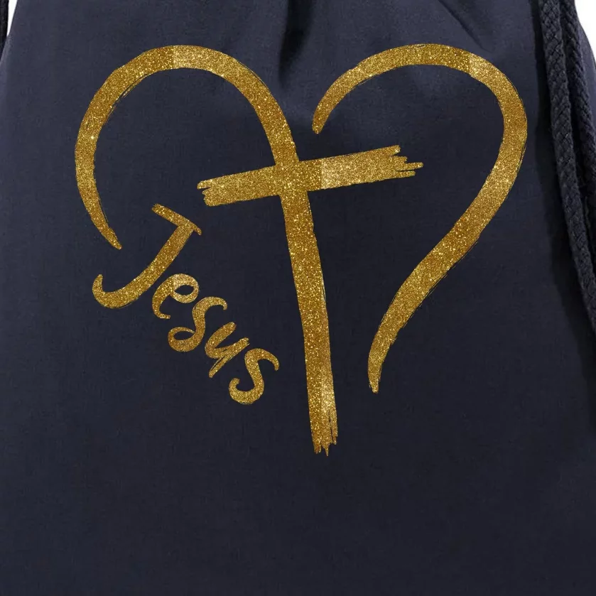 Jesus Cross Heart Christianity Drawstring Bag