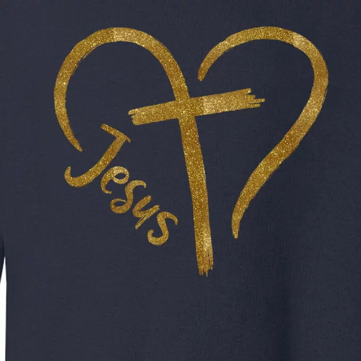 Jesus Cross Heart Christianity Toddler Sweatshirt