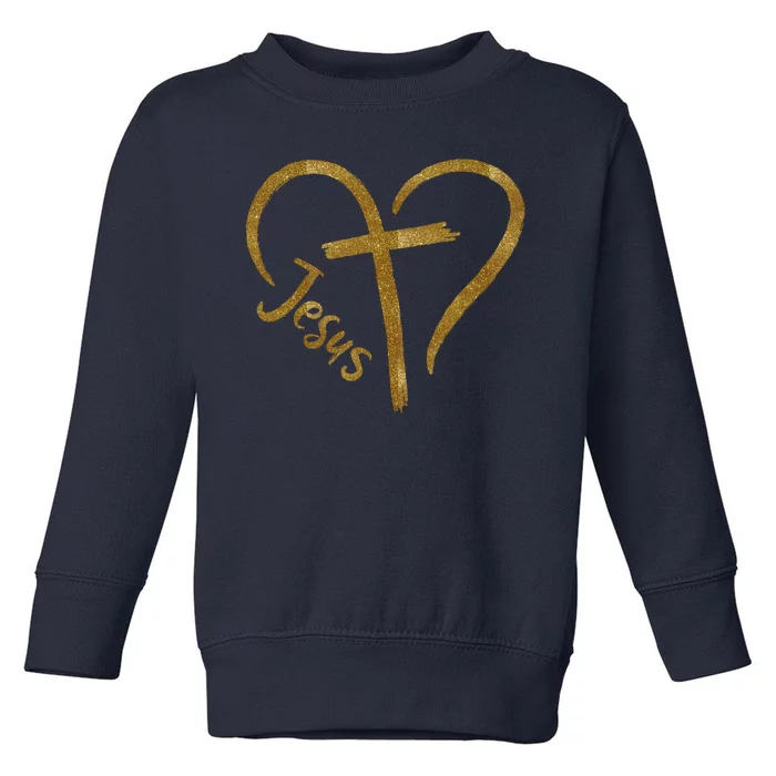 Jesus Cross Heart Christianity Toddler Sweatshirt