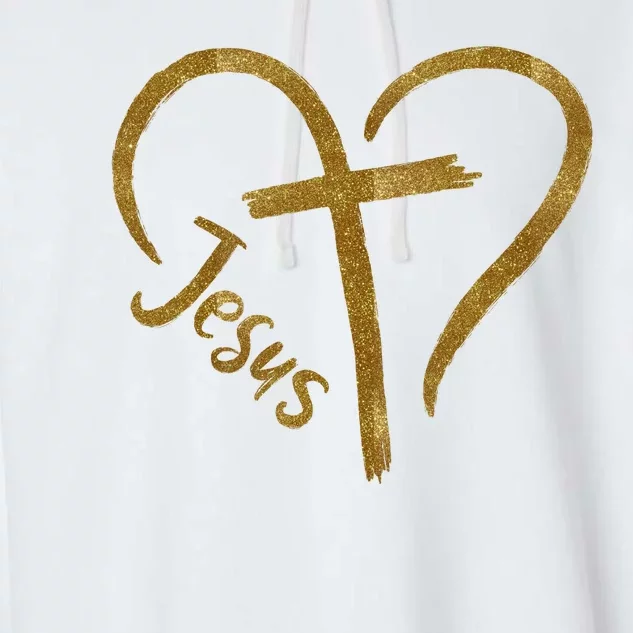 Jesus Cross Heart Christianity Garment-Dyed Fleece Hoodie