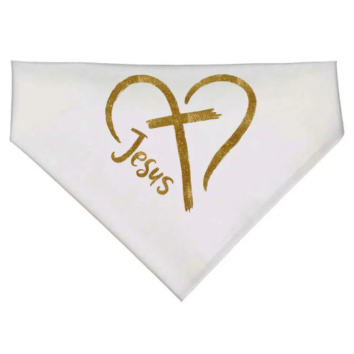 Jesus Cross Heart Christianity USA-Made Doggie Bandana