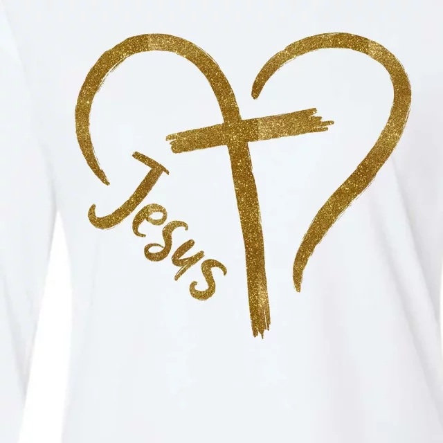 Jesus Cross Heart Christianity Womens Cotton Relaxed Long Sleeve T-Shirt