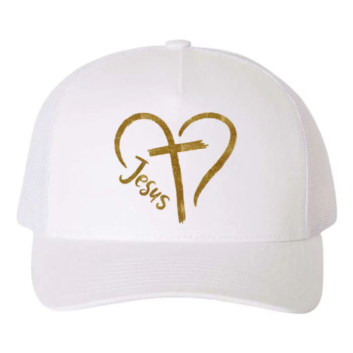 Jesus Cross Heart Christianity Yupoong Adult 5-Panel Trucker Hat