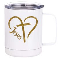 Jesus Cross Heart Christianity 12 oz Stainless Steel Tumbler Cup