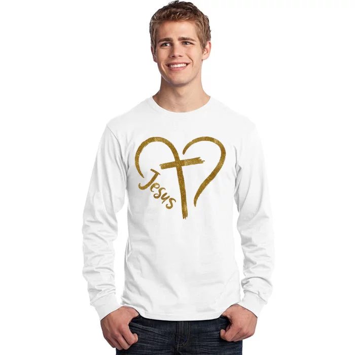 Jesus Cross Heart Christianity Tall Long Sleeve T-Shirt