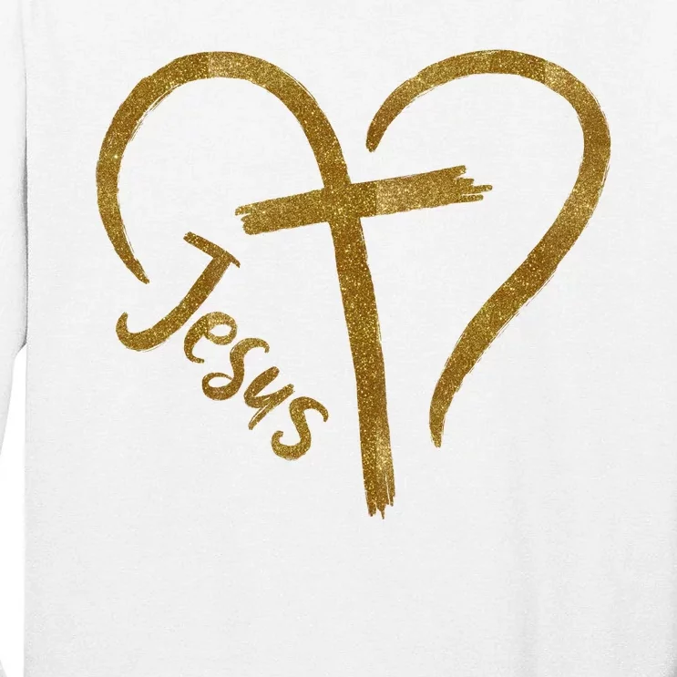 Jesus Cross Heart Christianity Tall Long Sleeve T-Shirt