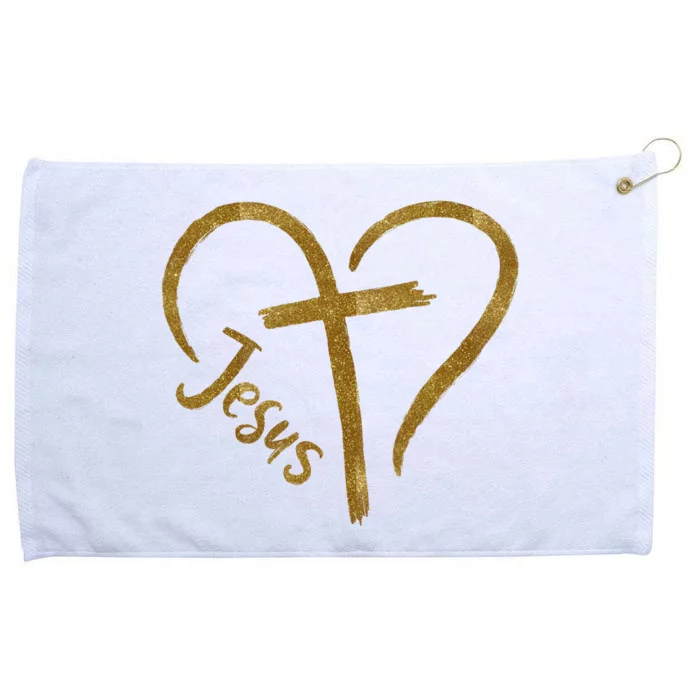 Jesus Cross Heart Christianity Grommeted Golf Towel