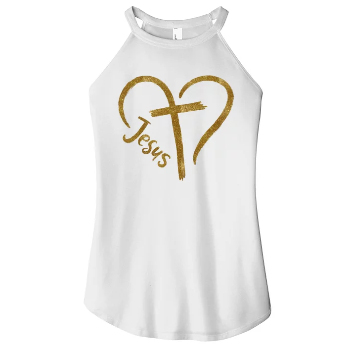 Jesus Cross Heart Christianity Women’s Perfect Tri Rocker Tank