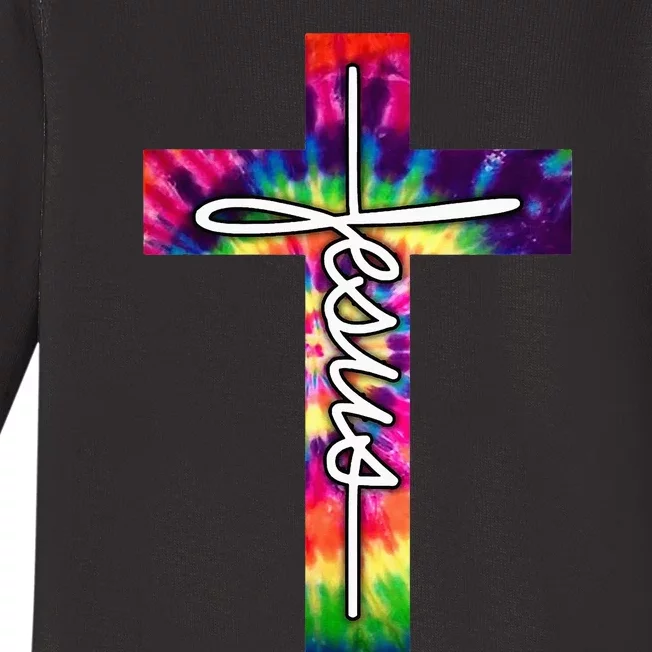 Jesus Christian Hippie Graphic Tees Tie Dye Cross Baby Long Sleeve Bodysuit