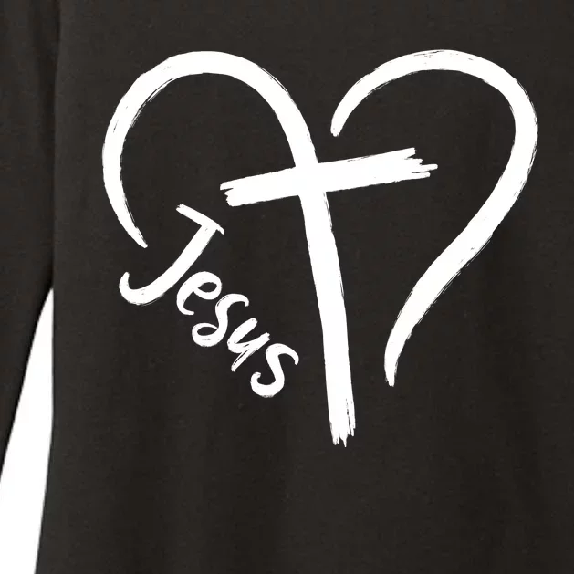 Jesus Cross Heart Womens CVC Long Sleeve Shirt