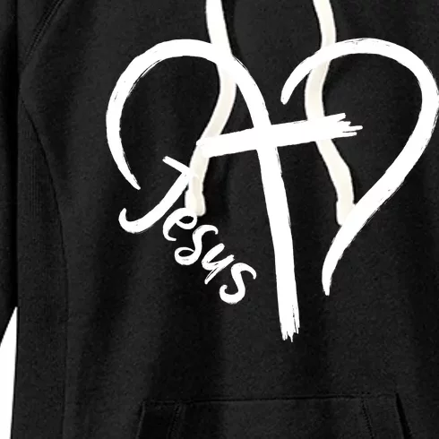 Jesus Cross Heart Women's Fleece Hoodie