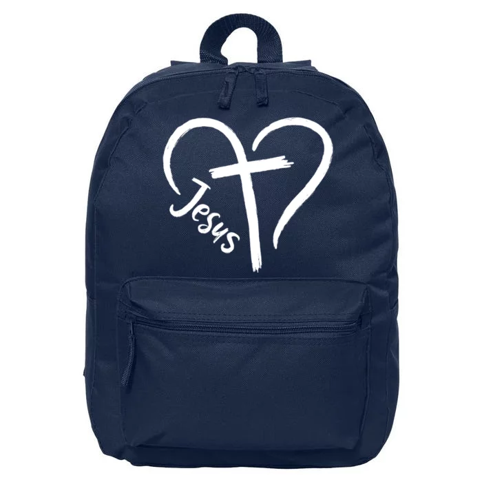 Jesus Cross Heart 16 in Basic Backpack