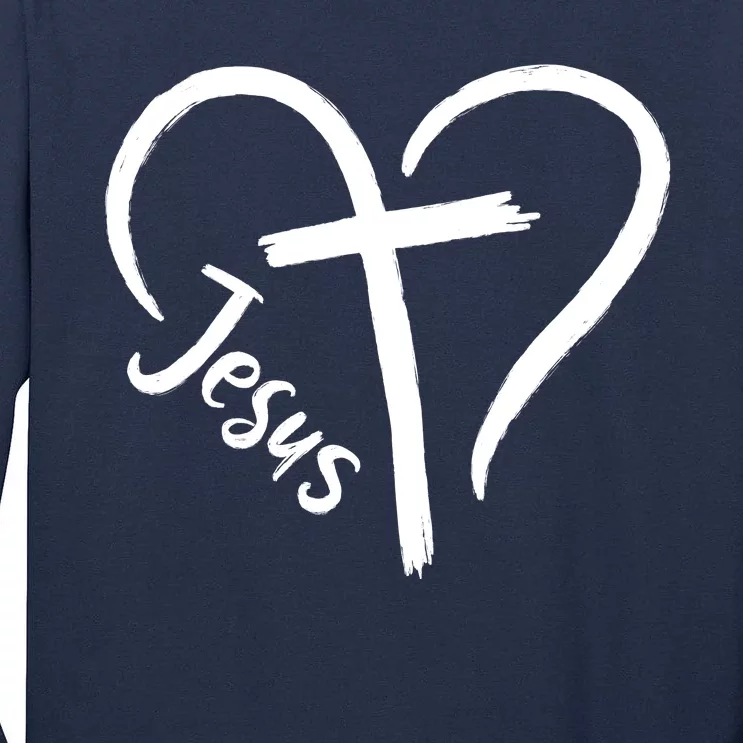 Jesus Cross Heart Tall Long Sleeve T-Shirt