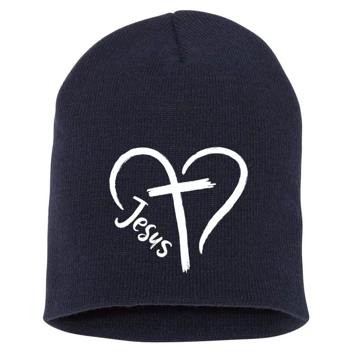 Jesus Cross Heart Short Acrylic Beanie