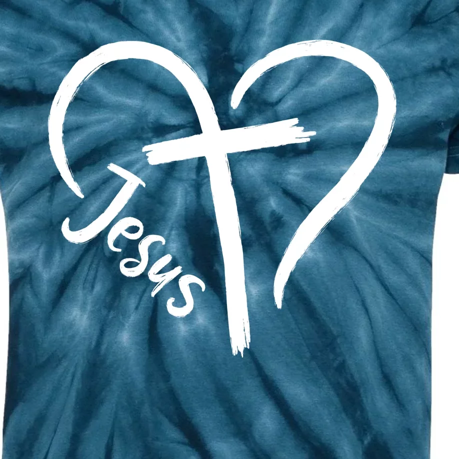 Jesus Cross Heart Kids Tie-Dye T-Shirt