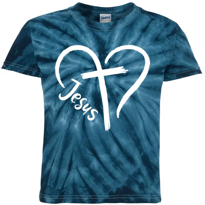 Jesus Cross Heart Kids Tie-Dye T-Shirt