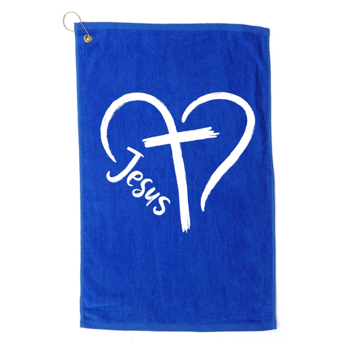 Jesus Cross Heart Platinum Collection Golf Towel