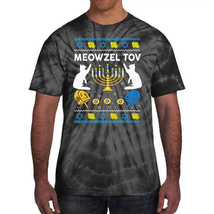 Jewish Cat Hanukkah Meowzel Tov Chanukah Tie-Dye T-Shirt