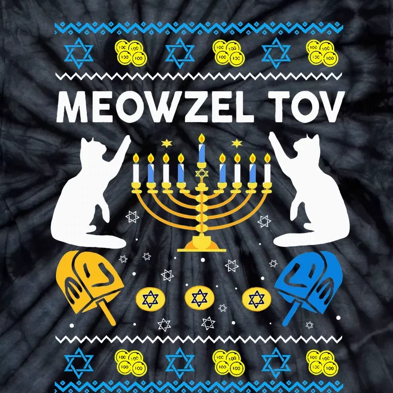 Jewish Cat Hanukkah Meowzel Tov Chanukah Tie-Dye T-Shirt