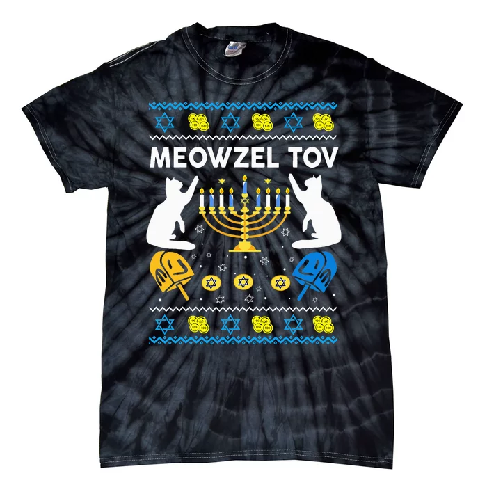 Jewish Cat Hanukkah Meowzel Tov Chanukah Tie-Dye T-Shirt