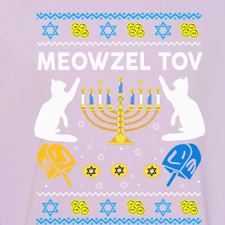 Jewish Cat Hanukkah Meowzel Tov Chanukah Garment-Dyed Sweatshirt