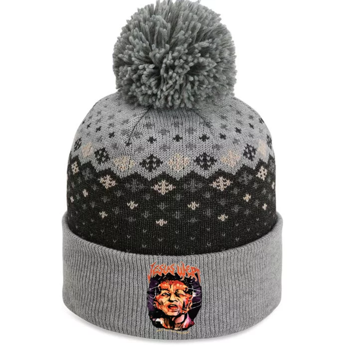 Jesuswept Creepy Horror Halloween The Baniff Cuffed Pom Beanie