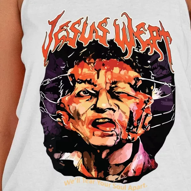 Jesuswept Creepy Horror Halloween Women's Knotted Racerback Tank