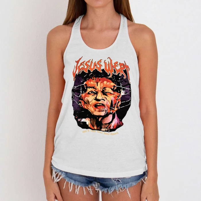 Jesuswept Creepy Horror Halloween Women's Knotted Racerback Tank