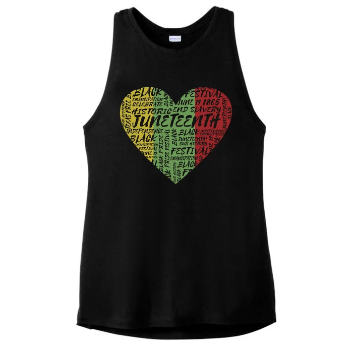 Juneteenth Celebrate Heart Black History Ladies Tri-Blend Wicking Tank