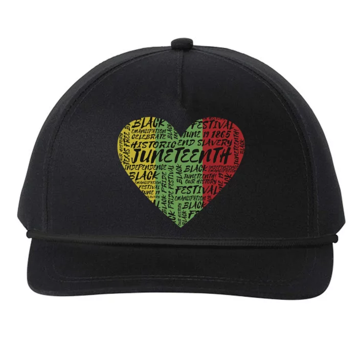 Juneteenth Celebrate Heart Black History Snapback Five-Panel Rope Hat