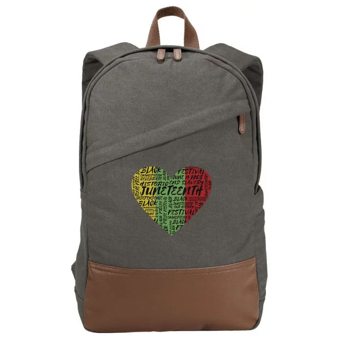 Juneteenth Celebrate Heart Black History Cotton Canvas Backpack