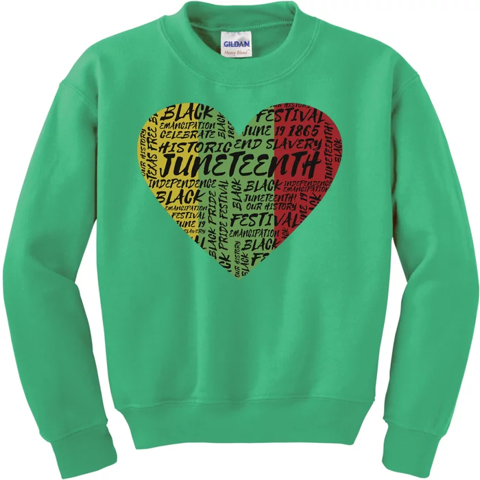 Juneteenth Celebrate Heart Black History Kids Sweatshirt