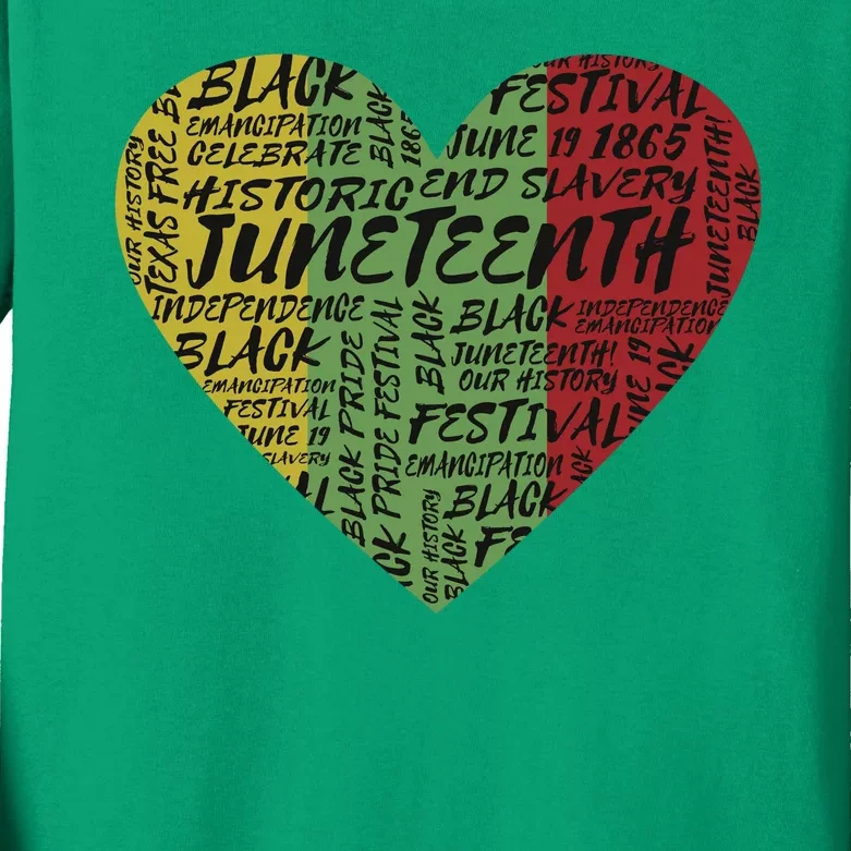 Juneteenth Celebrate Heart Black History Kids Long Sleeve Shirt