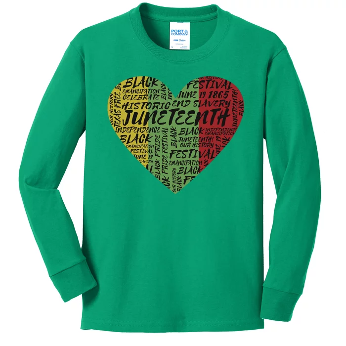 Juneteenth Celebrate Heart Black History Kids Long Sleeve Shirt