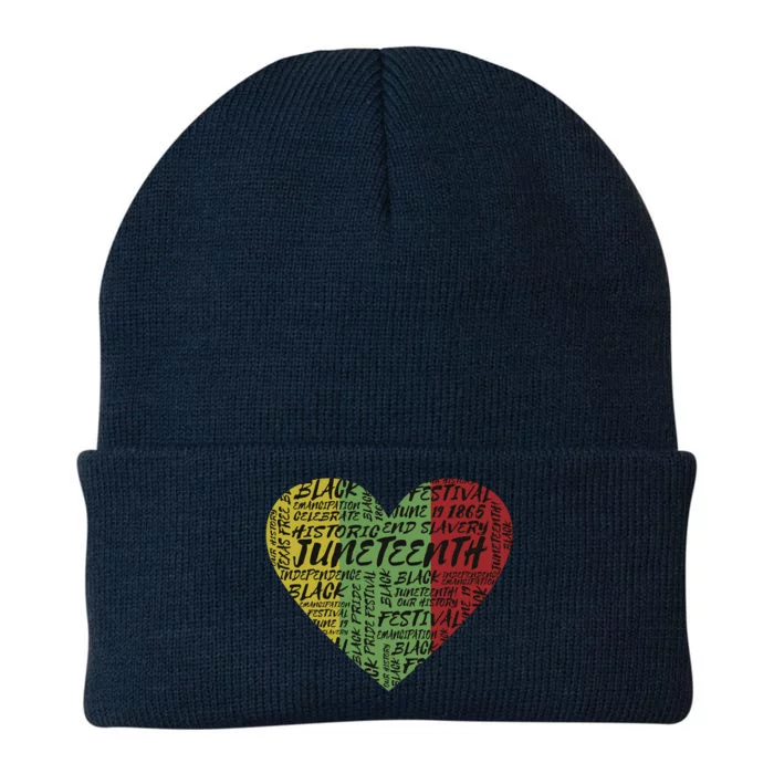 Juneteenth Celebrate Heart Black History Knit Cap Winter Beanie