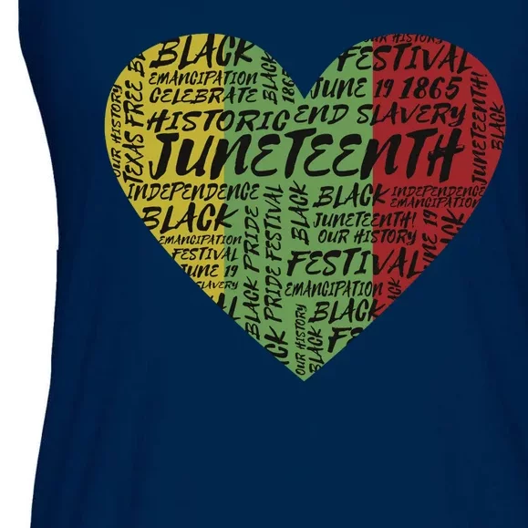 Juneteenth Celebrate Heart Black History Ladies Essential Flowy Tank