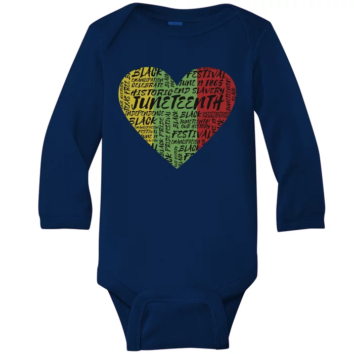 Juneteenth Celebrate Heart Black History Baby Long Sleeve Bodysuit