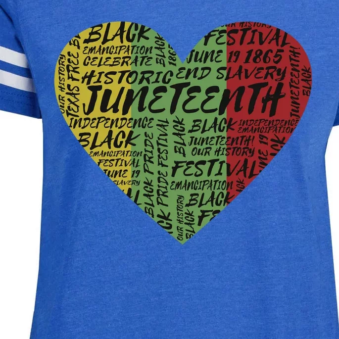 Juneteenth Celebrate Heart Black History Enza Ladies Jersey Football T-Shirt