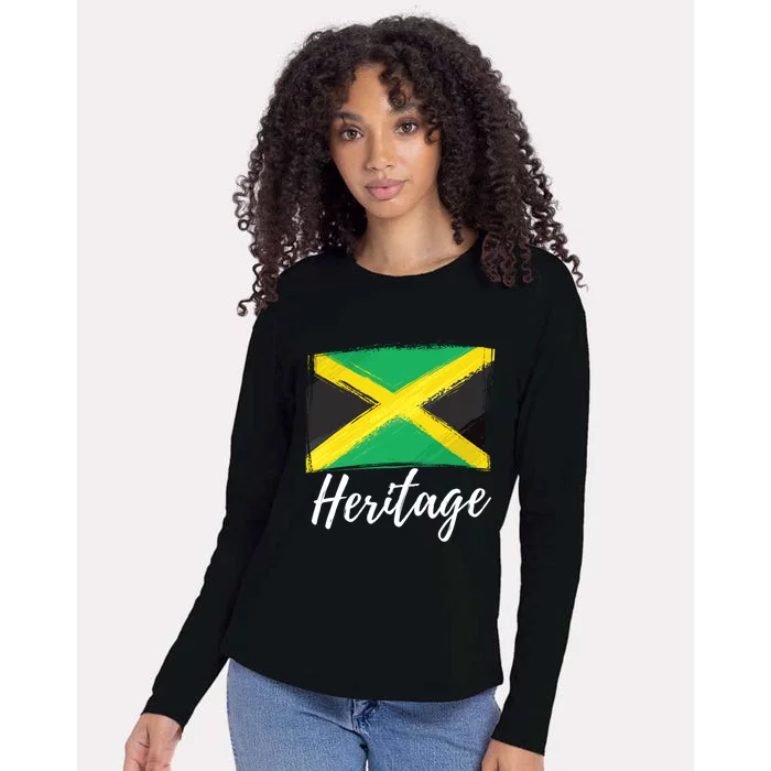 Jamaica Caribbean Heritage Flag Proud Caribbean Jamaican Dna Funny Gift Womens Cotton Relaxed Long Sleeve T-Shirt