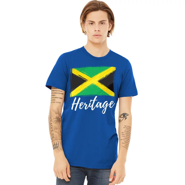 Jamaica Caribbean Heritage Flag Proud Caribbean Jamaican Dna Funny Gift Premium T-Shirt