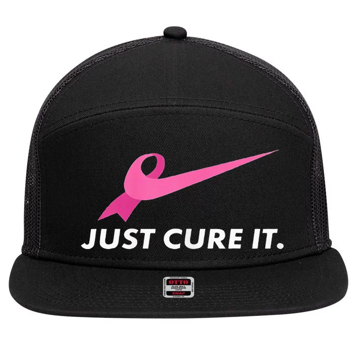 Just Cure It Breast Cancer Awareness 7 Panel Mesh Trucker Snapback Hat