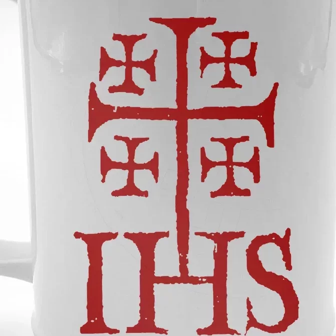 Jerusalem Cross Ihs Knights Templar Front & Back Beer Stein