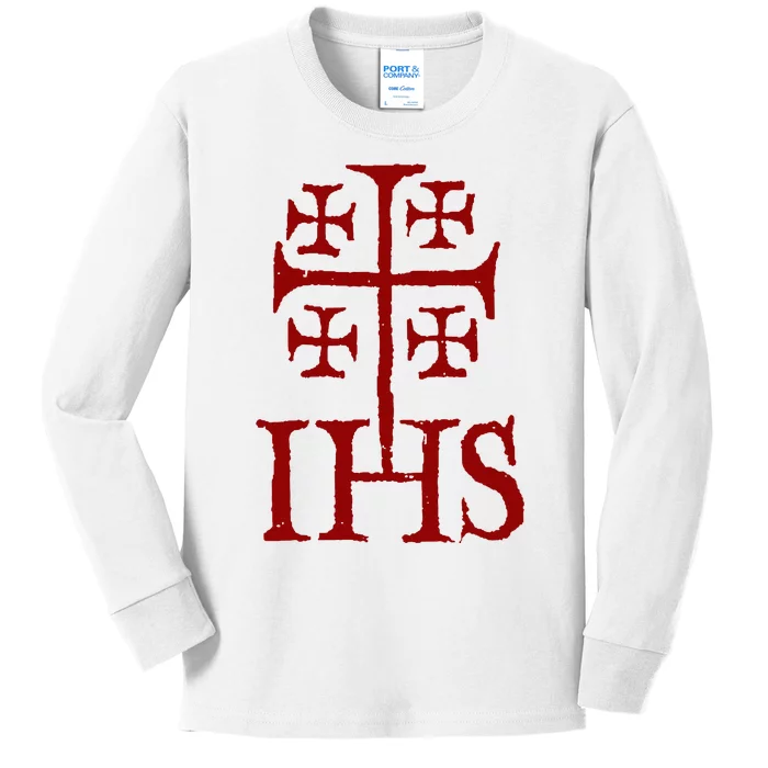 Jerusalem Cross Ihs Knights Templar Kids Long Sleeve Shirt