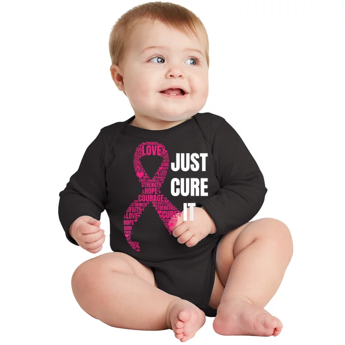 Just Cure It Breast Cancer Awareness Baby Long Sleeve Bodysuit